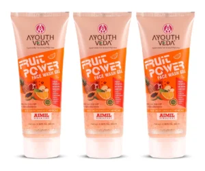 Ayouthveda Fruit Power Face Wash Gel | With 5 Fruit Juices, Aloe Vera & Coconut Water | Refreshing Cleanser That Removes Dirt, Improves Skin Texture & Natural Glow | For All Skin Types